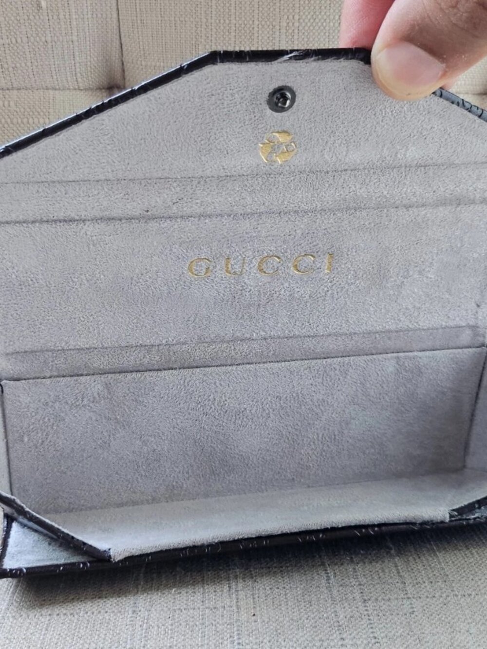Authentic Gucci Eyeglasses Case Brown Leather Trifold Case for Glasses Case only - Picture 11 of 12